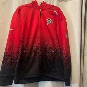 NFL onfield Reebok Altanta Falcons size L full zip jacket red and black